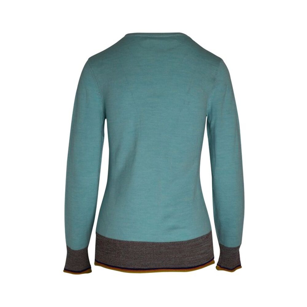 Victoria Beckham Contrast Hem Knitted Sweater in Blue Wool - Picture 3 of 3